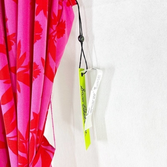 Sam Edelman High Neck Floral Print  Dress Red Pink Size Small - Picture 12 of 14